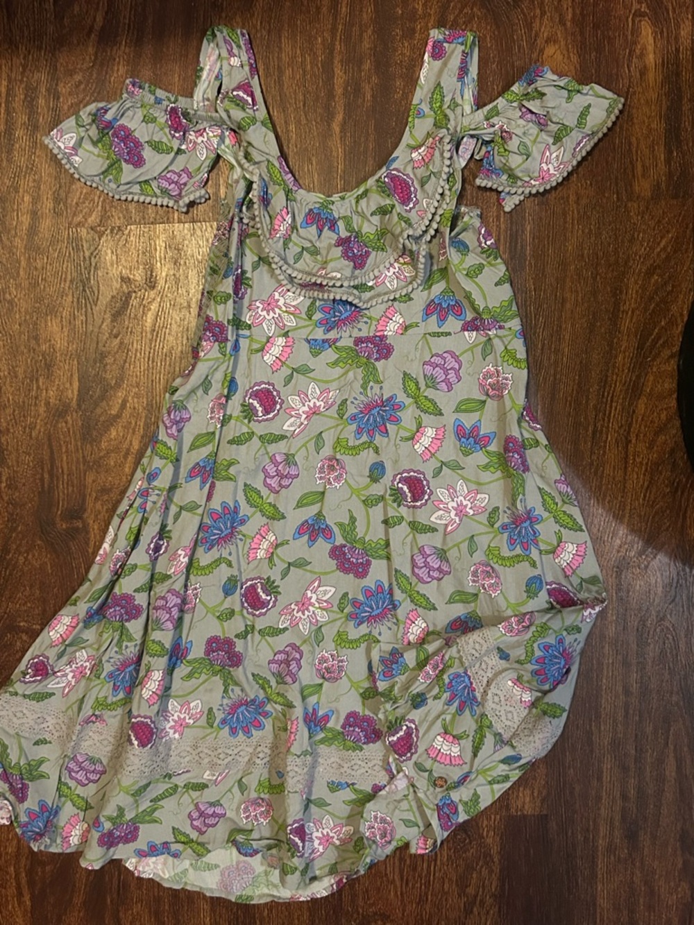 Matilda Jane Floral Cold-Shoulder Dress in Gray, Pink, Purple, Blue, Green